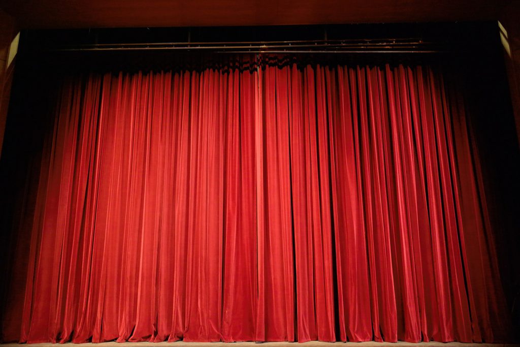 Red Theatre Curtains Stock Photo
